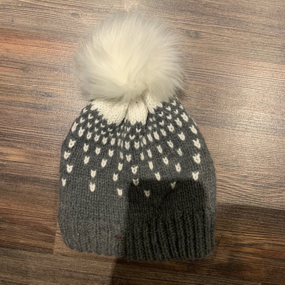 Grey and white beanie